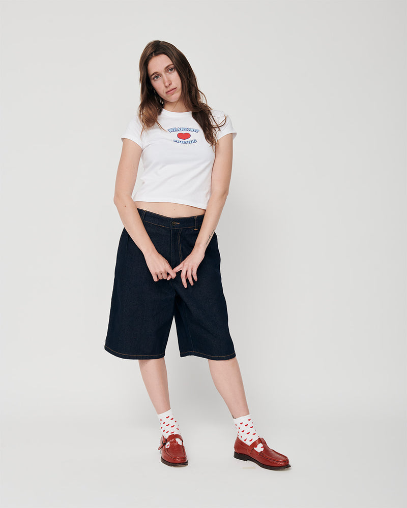LOVE WHITE CROP TEE