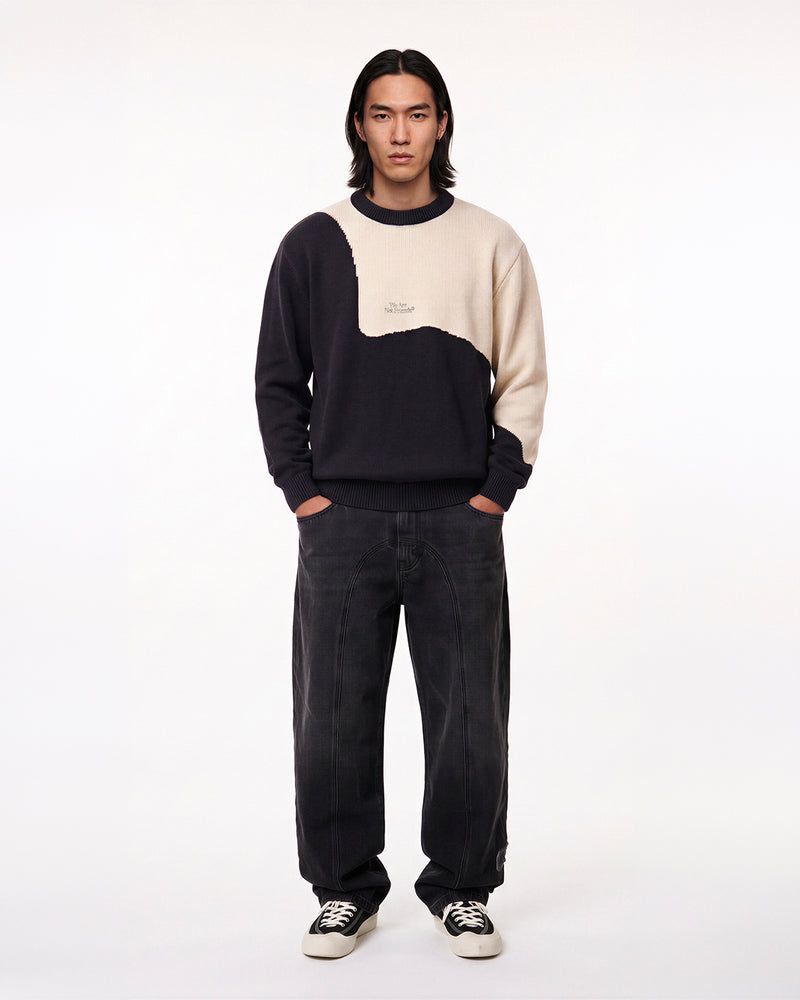 Bicolor Flower Sweater